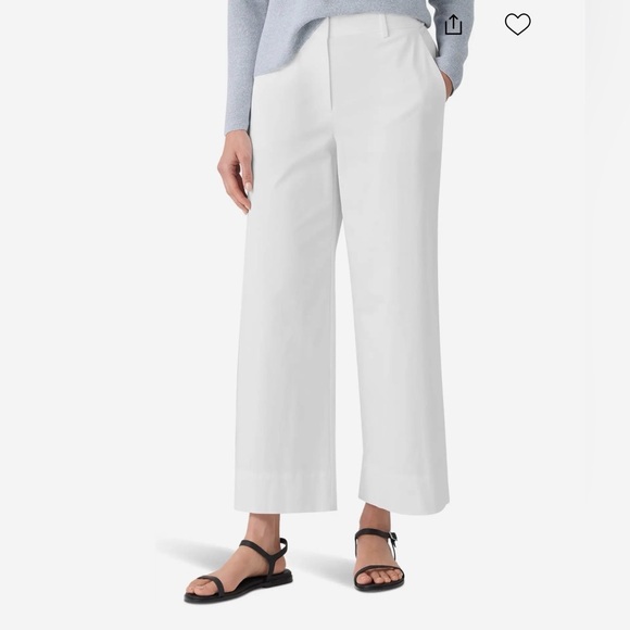 Eileen Fisher White Wide Ankle Pant Size Large Petite NWT $198 Capsule Preppy - Picture 1 of 12